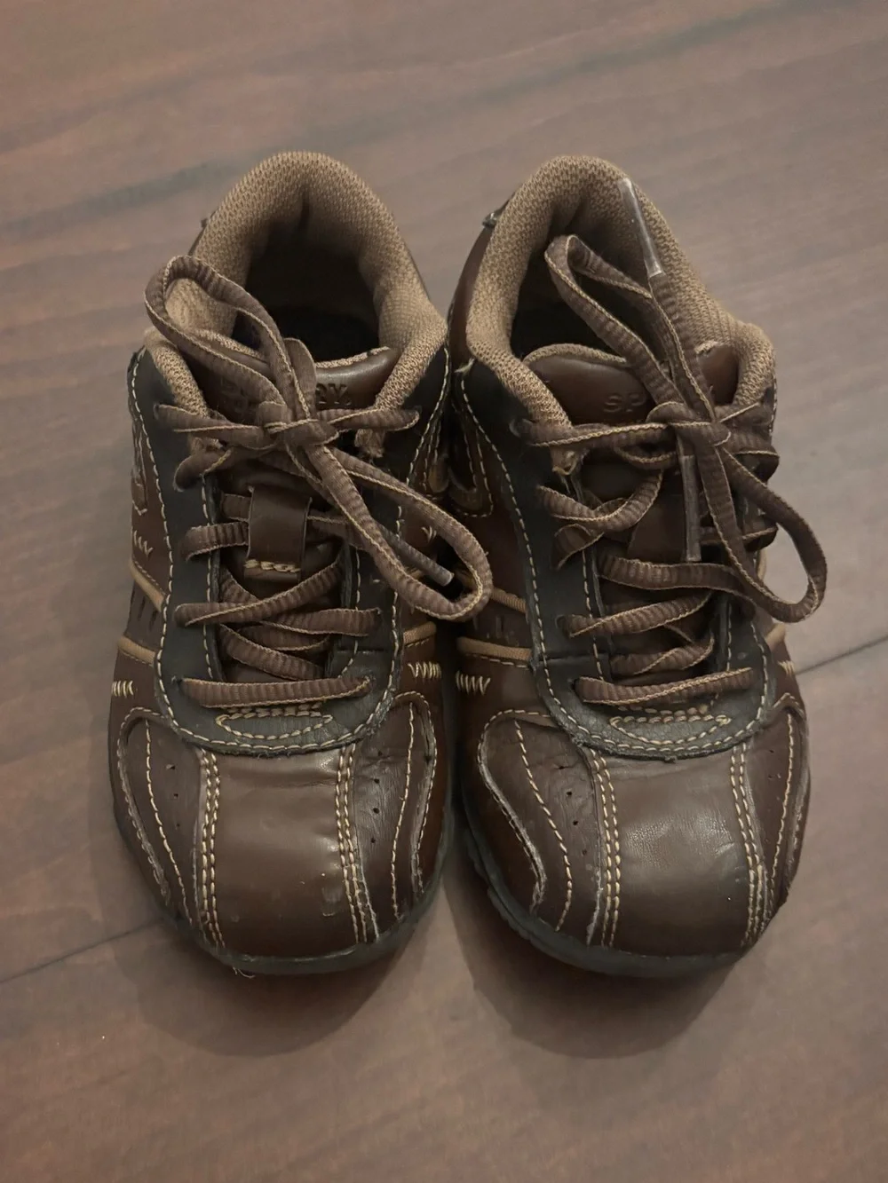 Sperry Top-Slider Clipper LC Brown Kids Lace-Up Leather Shoes Size 8.5 W